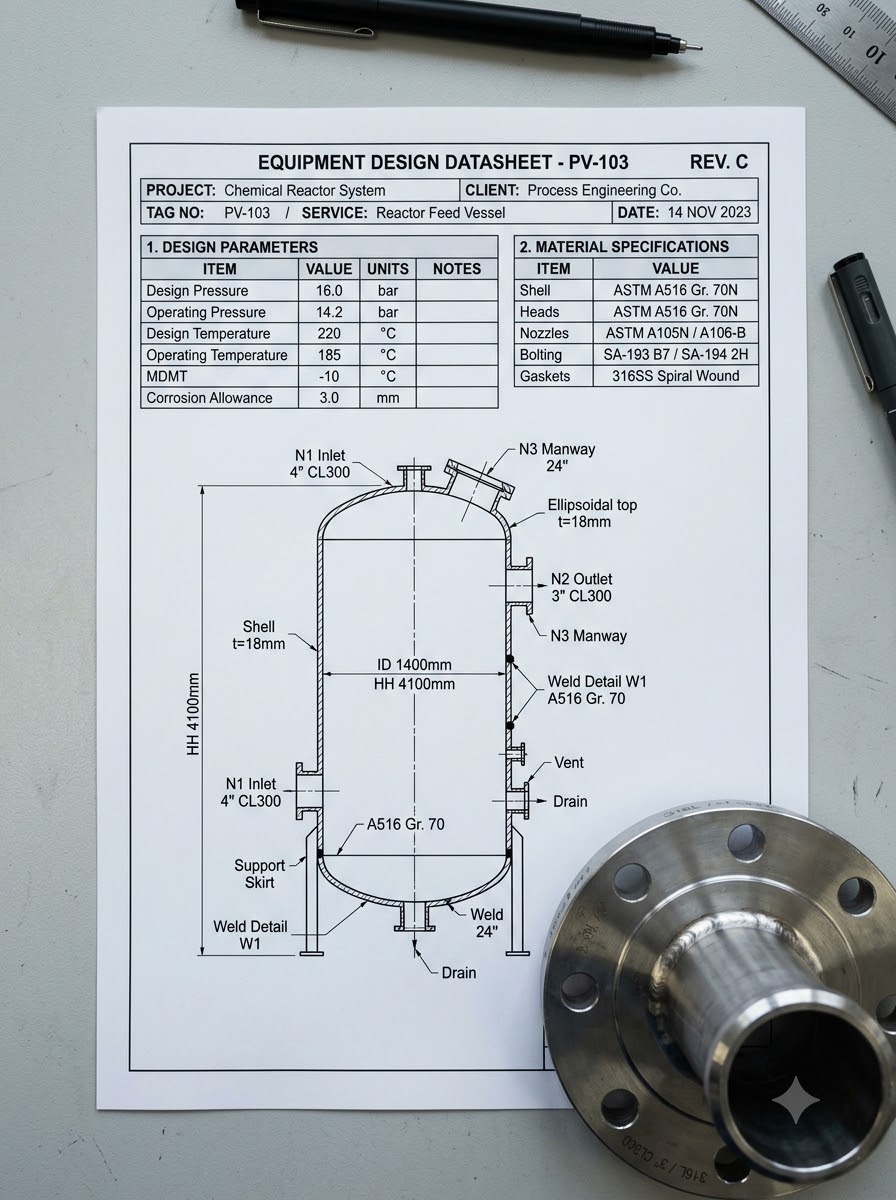 Design datasheet or engineering drawing close-up, paired with widget