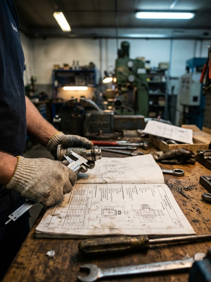 Valve inspection or spec-check close-up